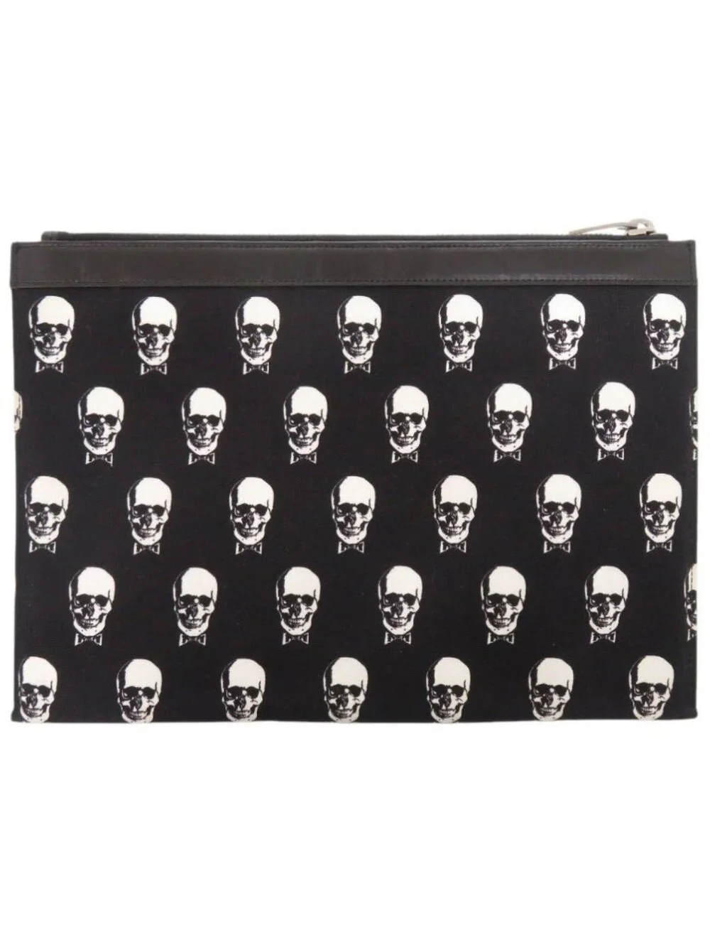 Saint Laurent Paris Skull Canvas Leather Black Clutch